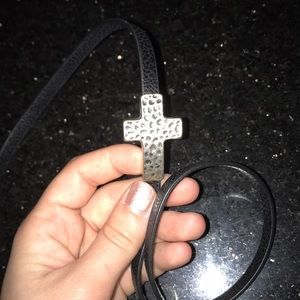 Black leather wrap around bracelet